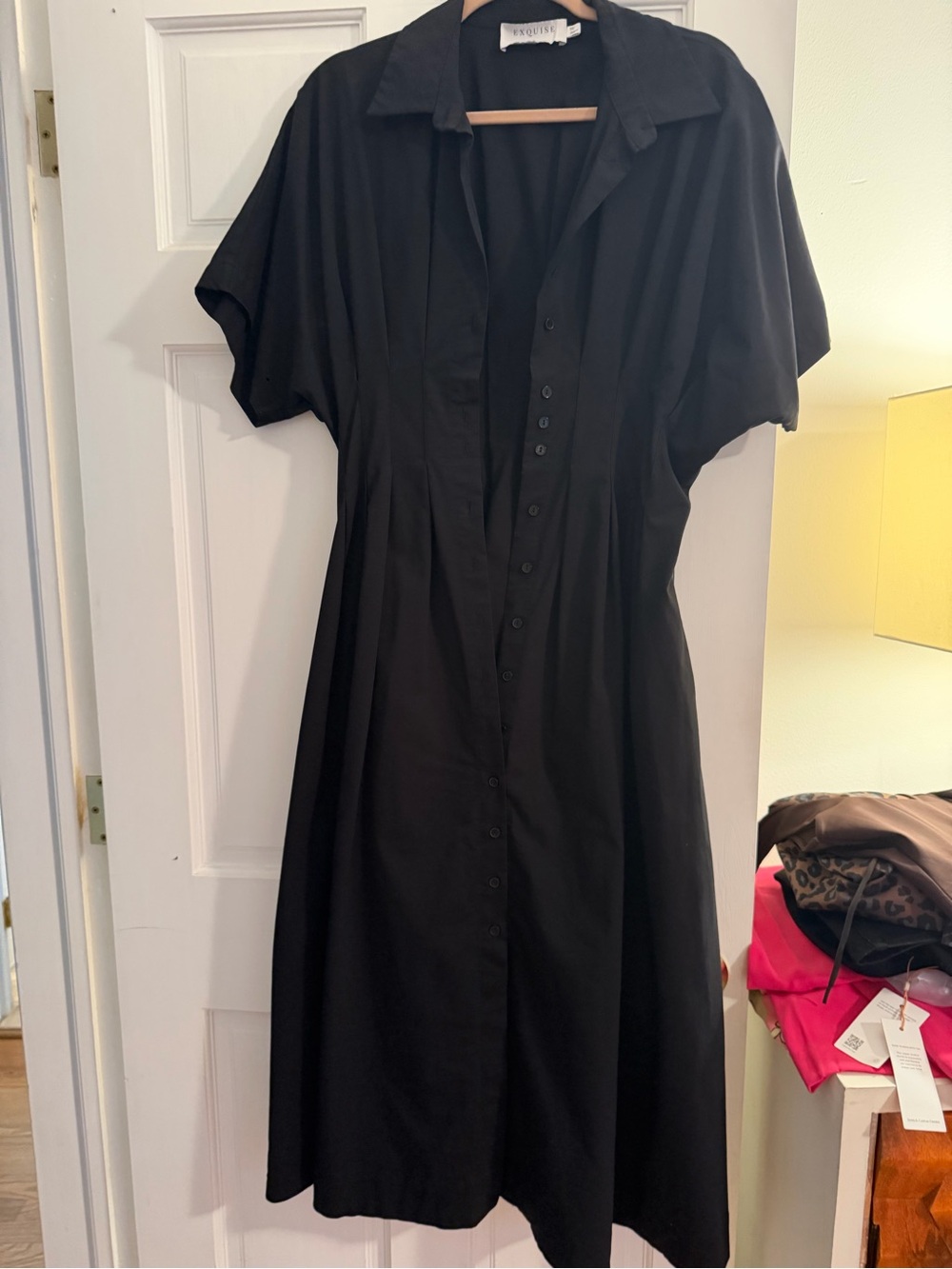 Chloe Black Button-Front Dress by Exquise